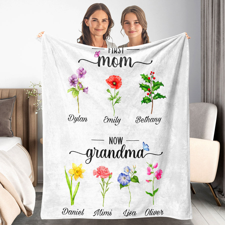 First Mom Now Grandma Blanket