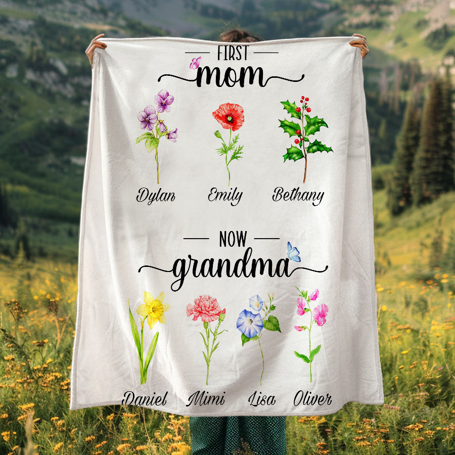 First Mom Now Grandma Blanket