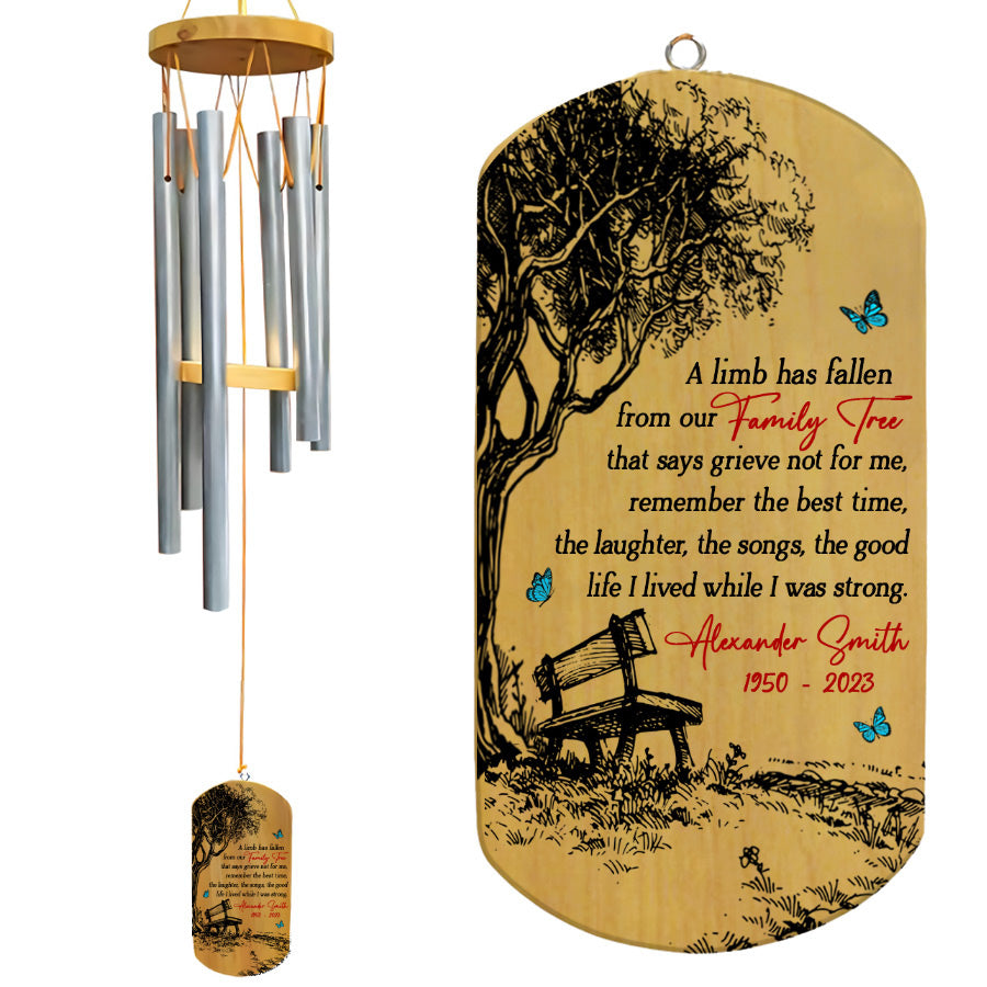 A Limb has Fallen from The Family Tree Memorial Wind Chimes Personalized