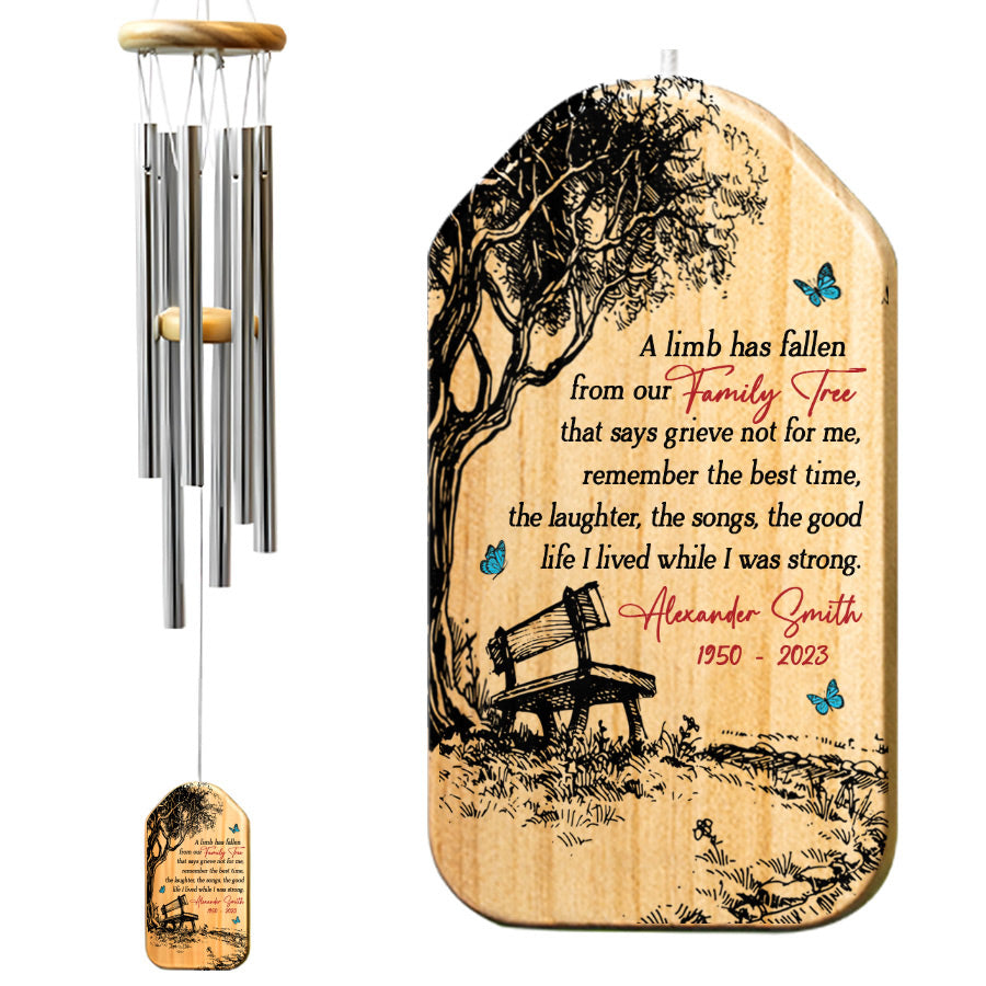 A Limb has Fallen from The Family Tree Memorial Wind Chimes Personalized