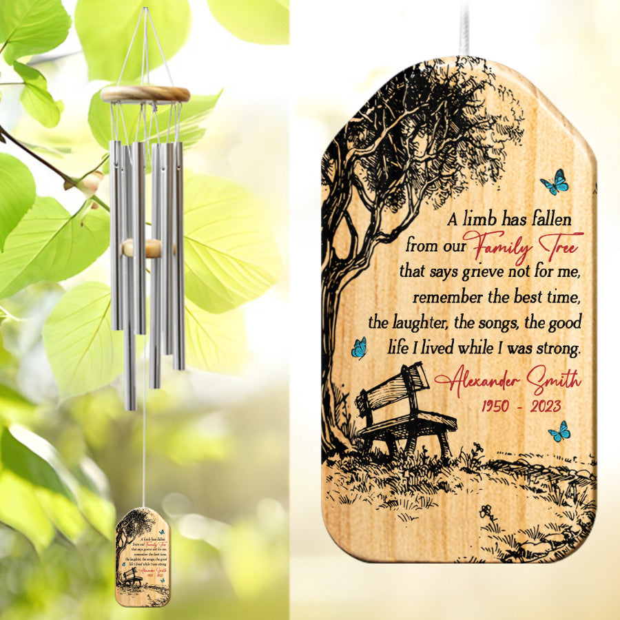 A Limb has Fallen from The Family Tree Memorial Wind Chimes Personalized