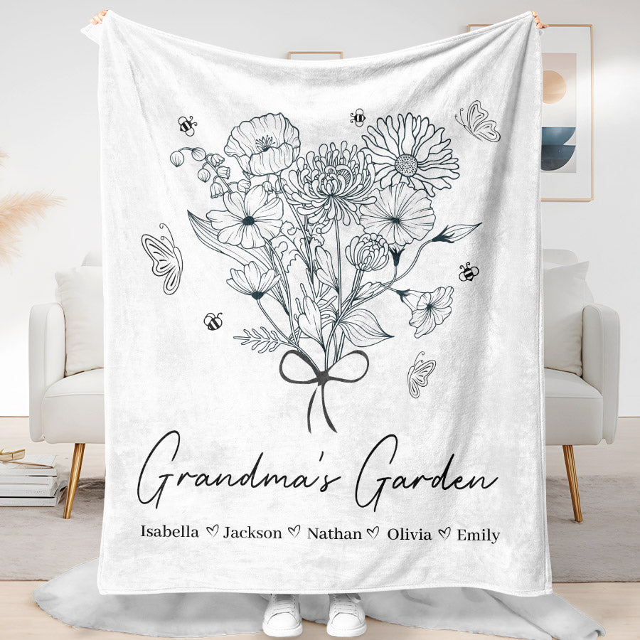 Grandma Blanket With Grandkids Names Mothers Day Gifts For Grandma