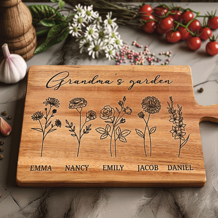 Grandma Cutting Board | Custom Grandma’S Garden Gifts | Grandma'S ...