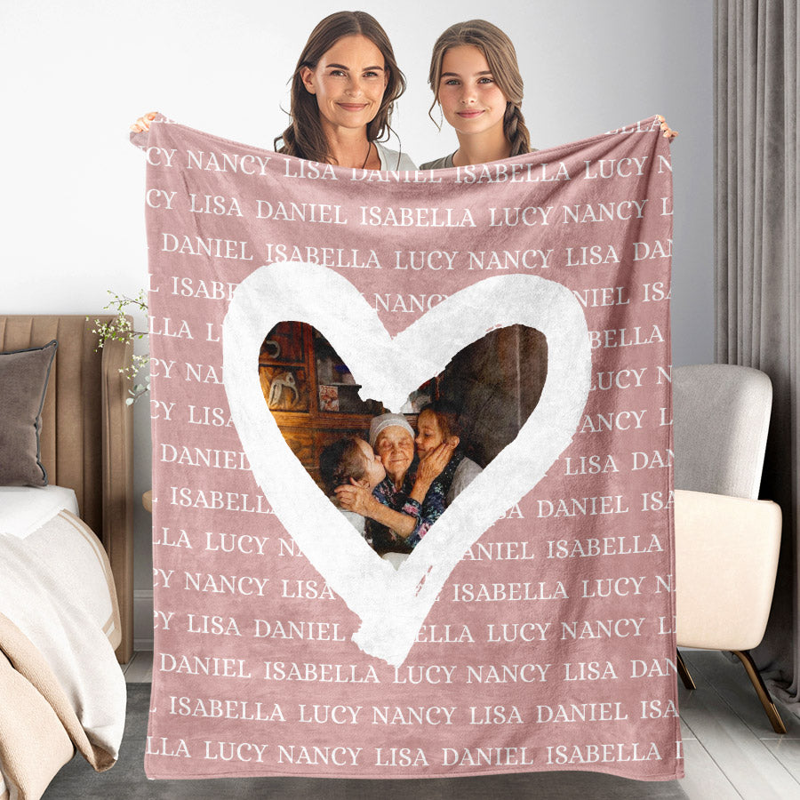 Grandma Photo Blanket | Custom Grandma Blanket With Grandkids Names ...