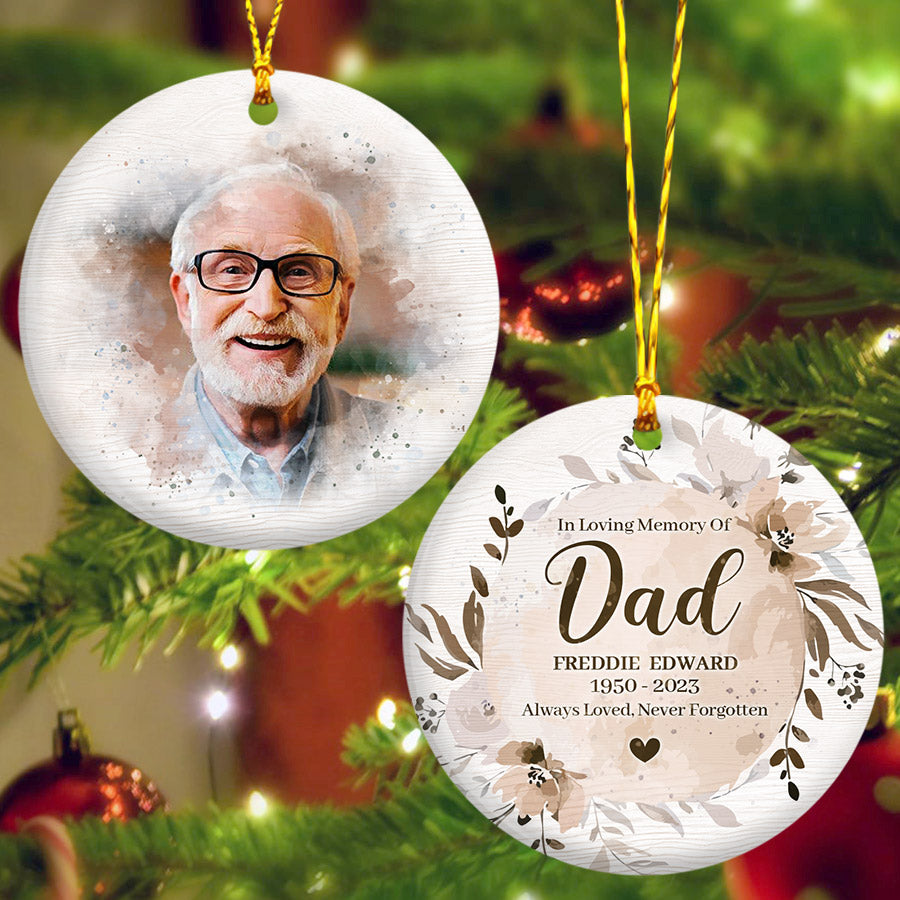 In Memory Of Dad Ornaments Remembrance Ornament With Photo Memory