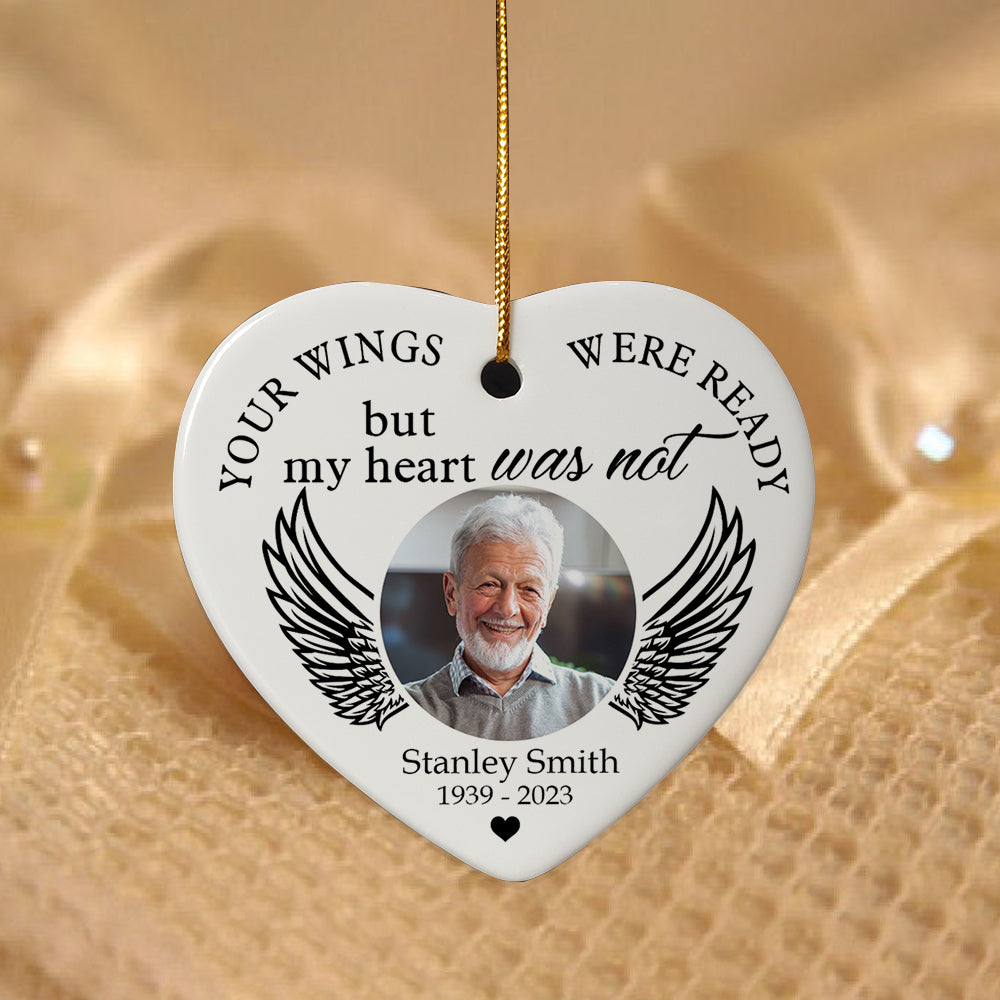 Memorial Ornaments For Dad | In Memory Photo Ornament | Your Wings Were ...