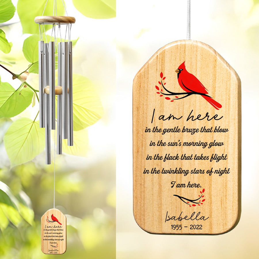 Custom Cardinal Memorial Wind Chimes