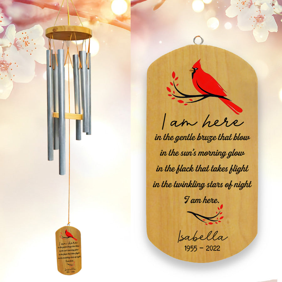 Custom Cardinal Memorial Wind Chimes