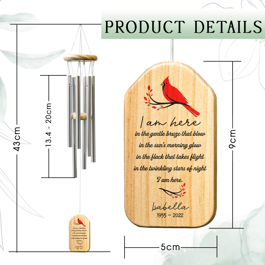 Custom Cardinal Memorial Wind Chimes