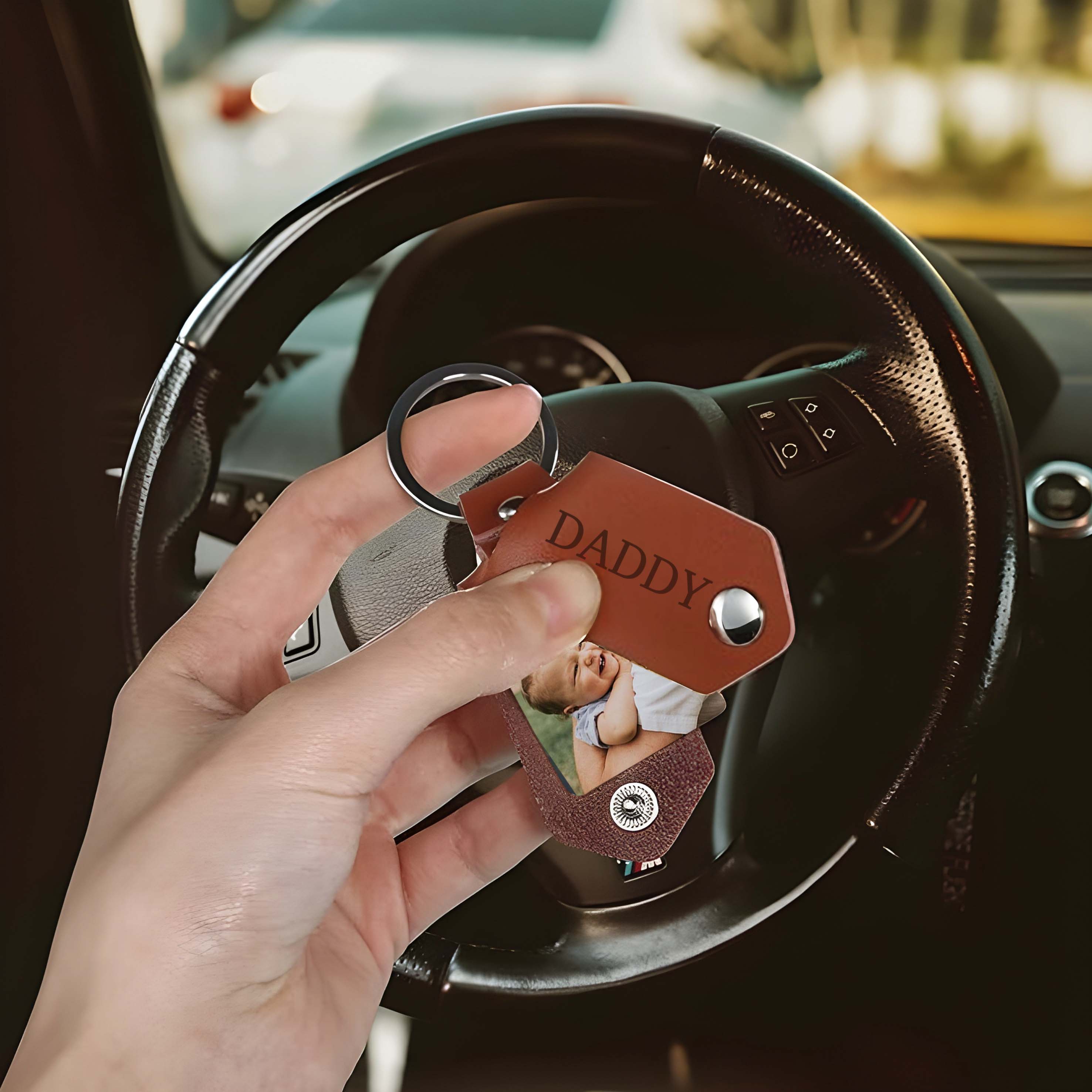 Custom Photo Fathers Day Keychain