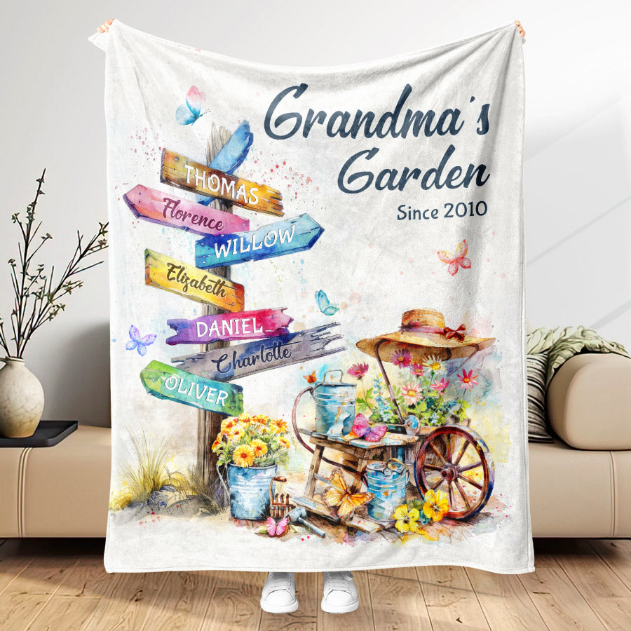 Personalized Grandma Blanket With Grandkids Names | Custom Street Sign ...