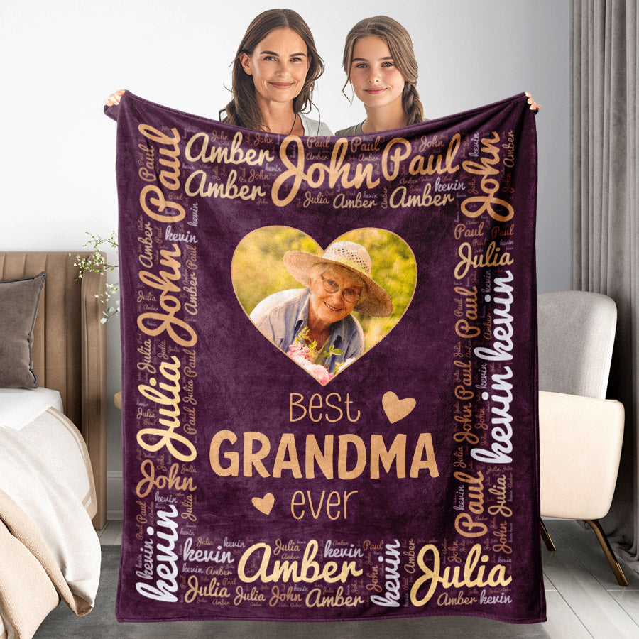 Photo Blanket For Grandma | Best Grandma Ever Blanket | Blanket With ...