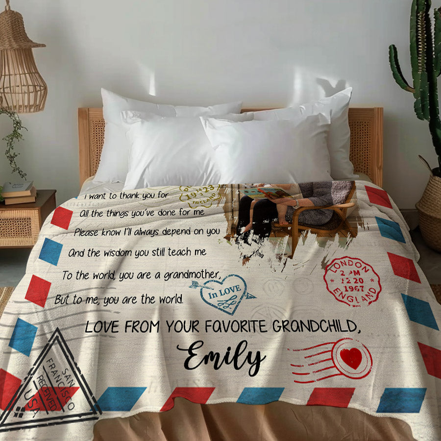 Custom Grandma Photo Blanket