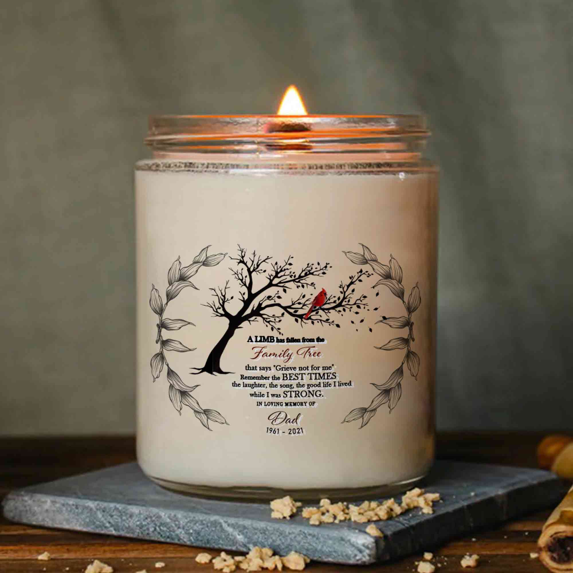 Personalized Memorial Gifts for Loss of Father, A Limb Has Fallen Memorial Candle, In Memory of Dad Gifts