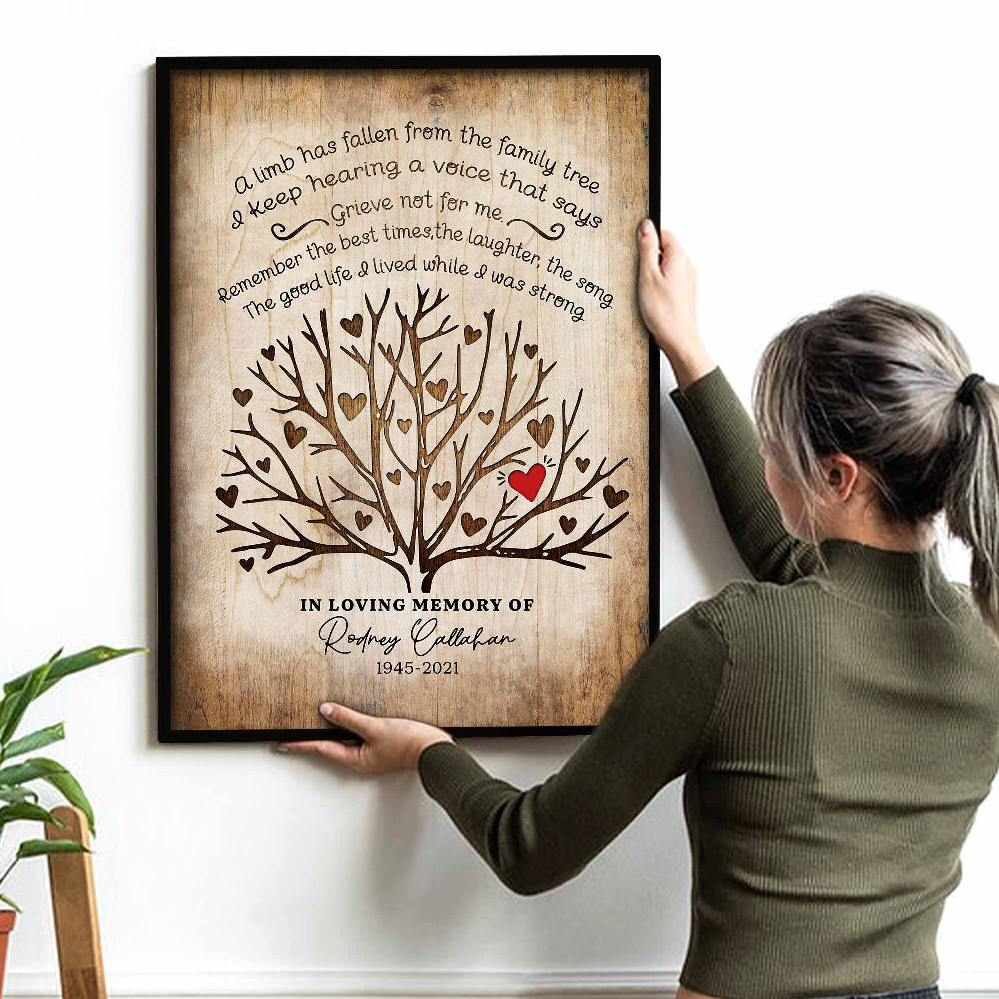 Memorial Gifts for Loss Of Father, A Limb Has Fallen Memorial Canvas, Remembrance Gifts