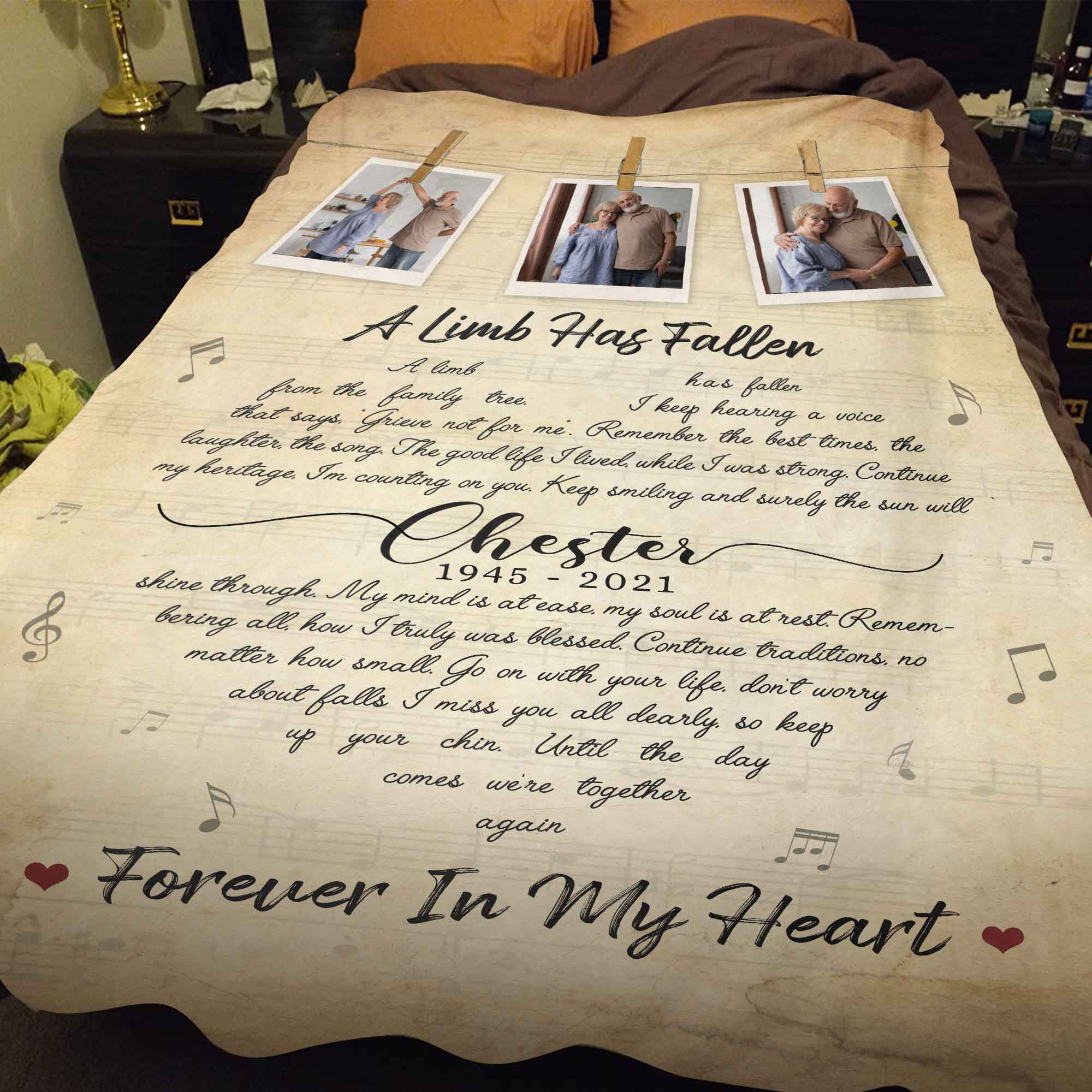 A Limb Has Fallen Memorial Blanket For Loss Of Dad, Sympathy Gift Bereavement Poem, Personalized Memory Blanket With Pictures