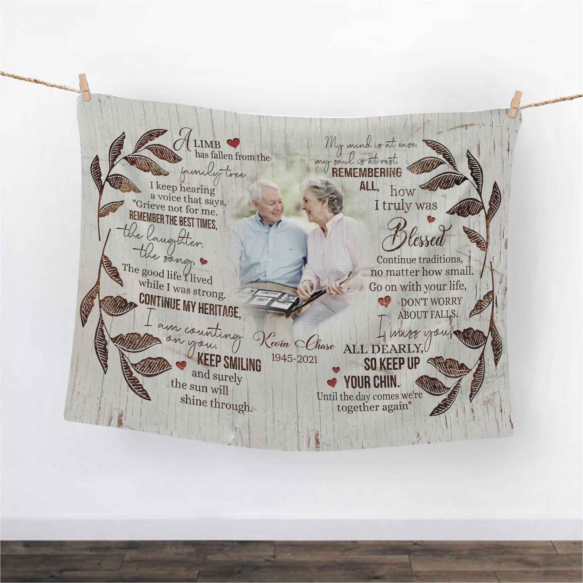 Personalized A Limb Has Fallen Memorial Blankets For Loss Of Mother/Father, In Loving Memory Gift