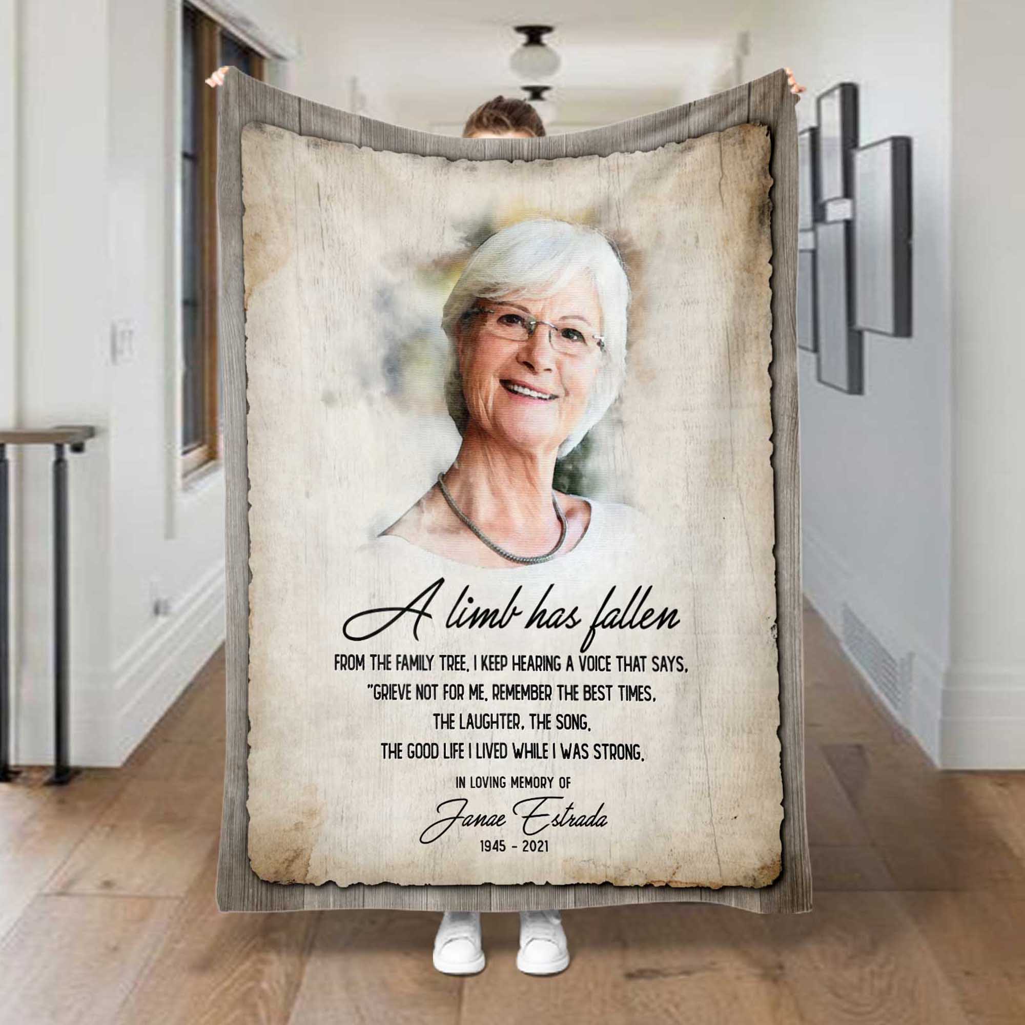 A Limb Has Fallen Memorial Blankets With Pictures, In Loving Memory Blanket For Loss Of Mother
