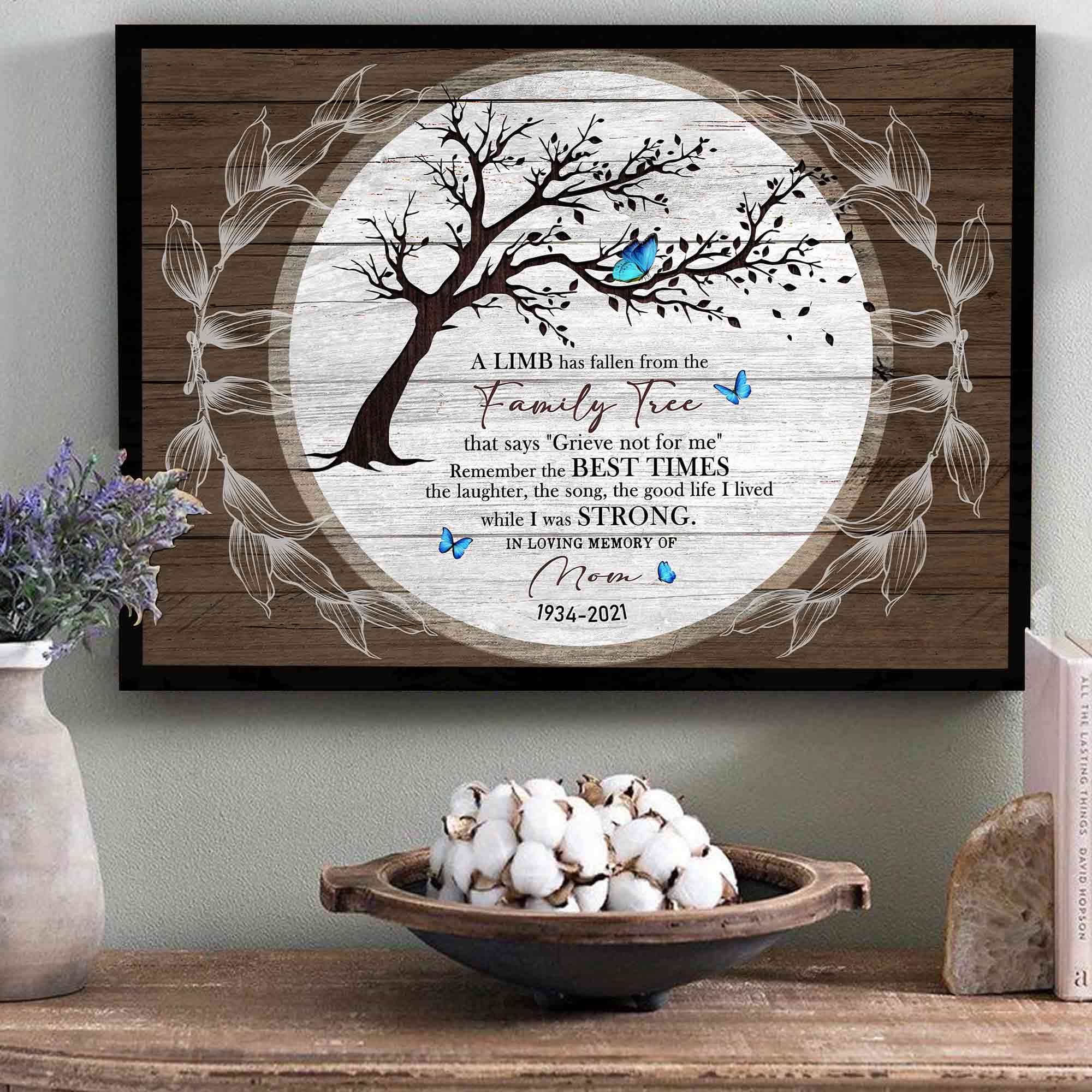 Bereavement Gifts for Loss of Mother, A Limb Has Fallen Memorial Canvas, In Memory of Mom Gifts