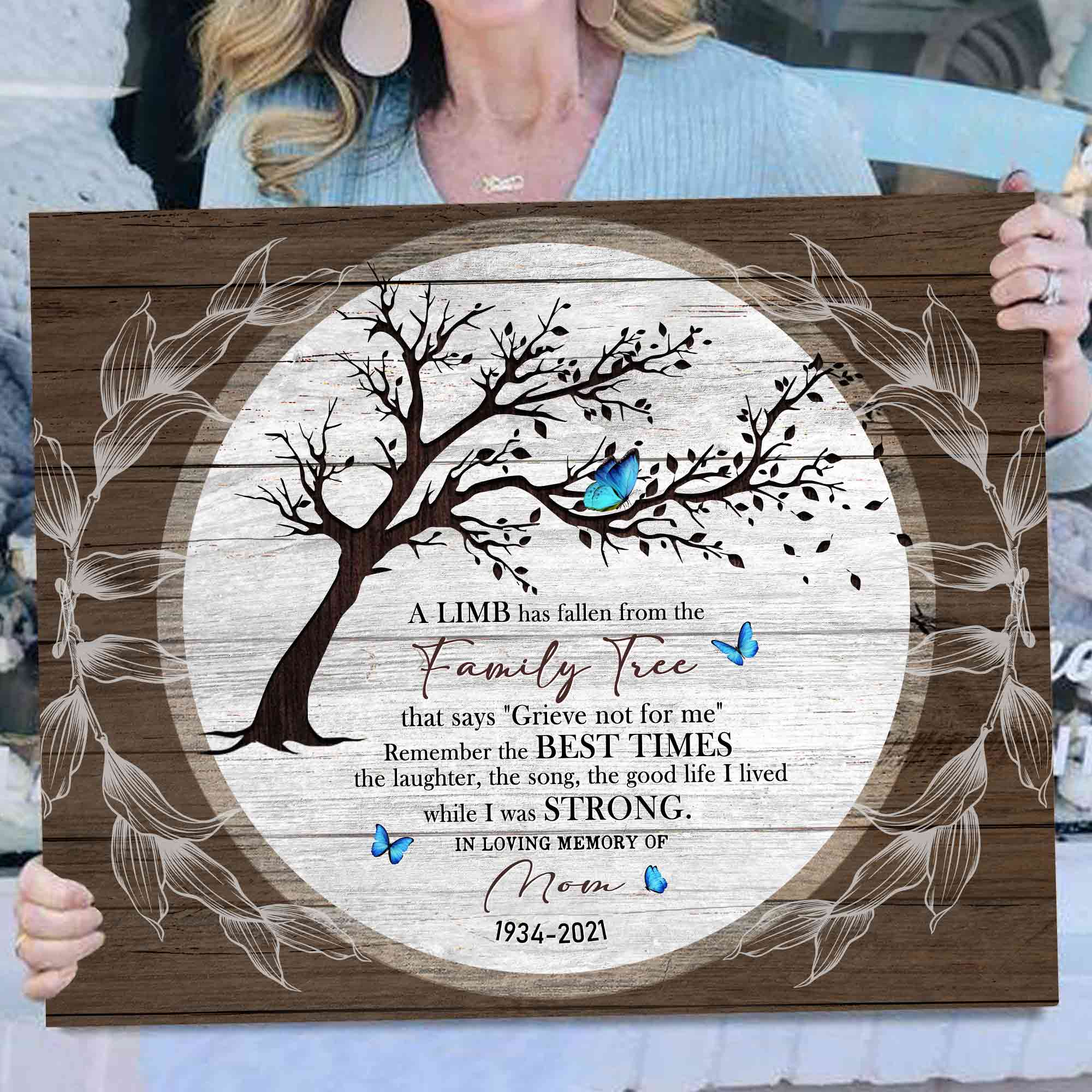 Bereavement Gifts for Loss of Mother, A Limb Has Fallen Memorial Canvas, In Memory of Mom Gifts