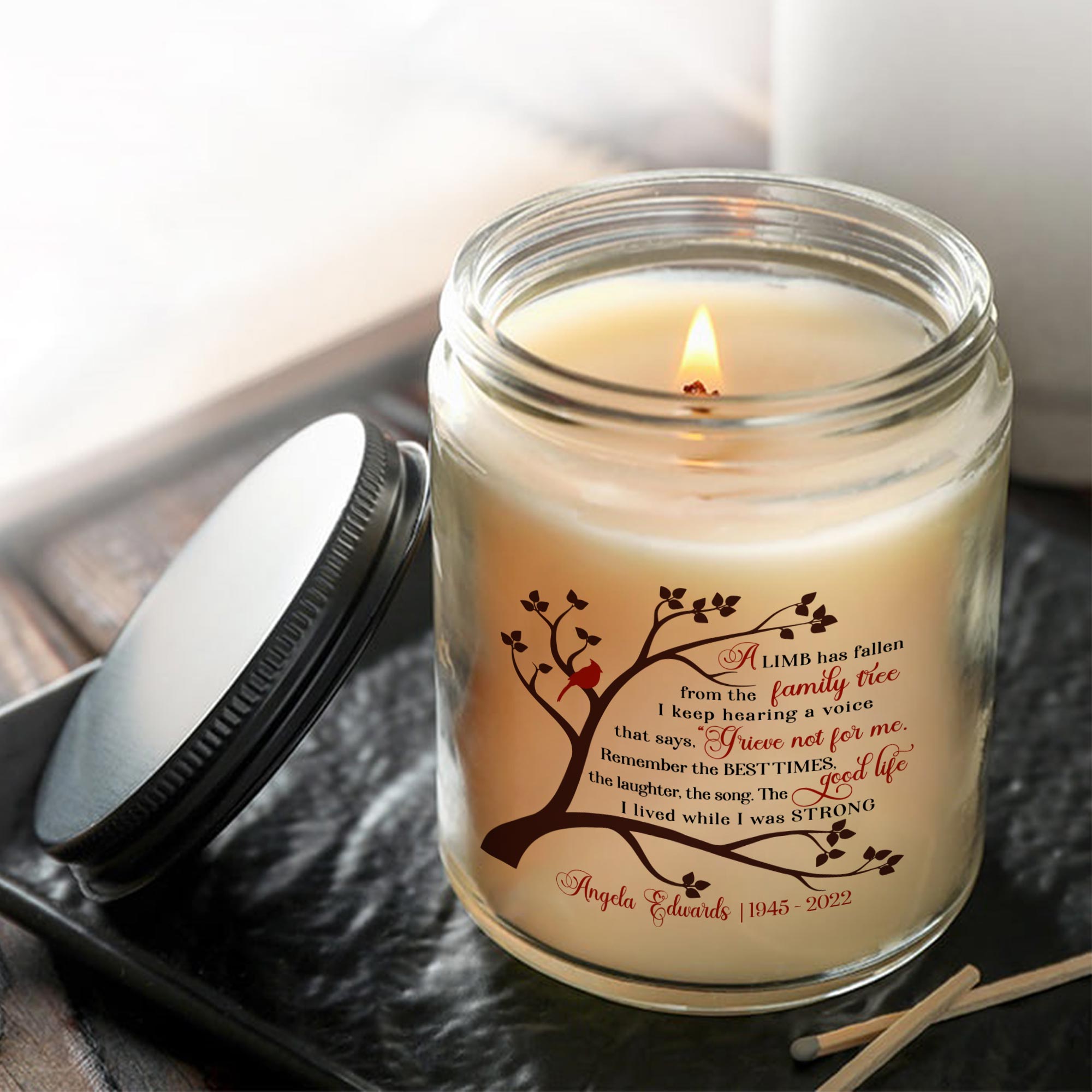 A Limb Has Fallen Personalized Memorial Candle, Sympathy Candle Gifts, Candle Of Remembrance
