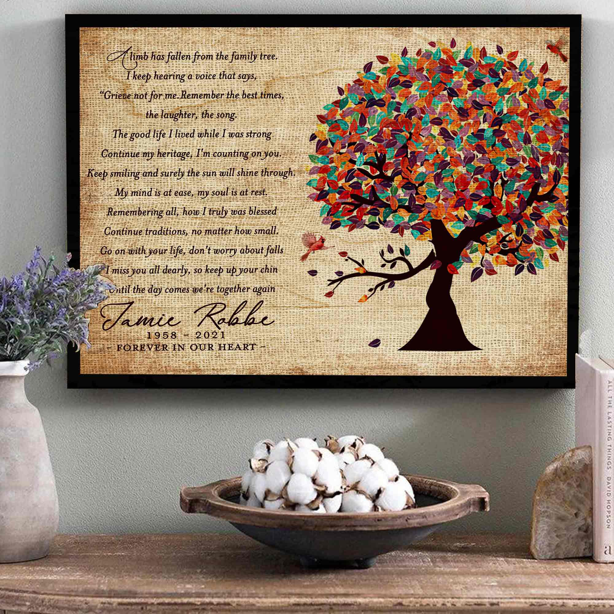 A Limb Has Fallen Personalized Sympathy Gifts, In Loving Memory Canvas Gifts