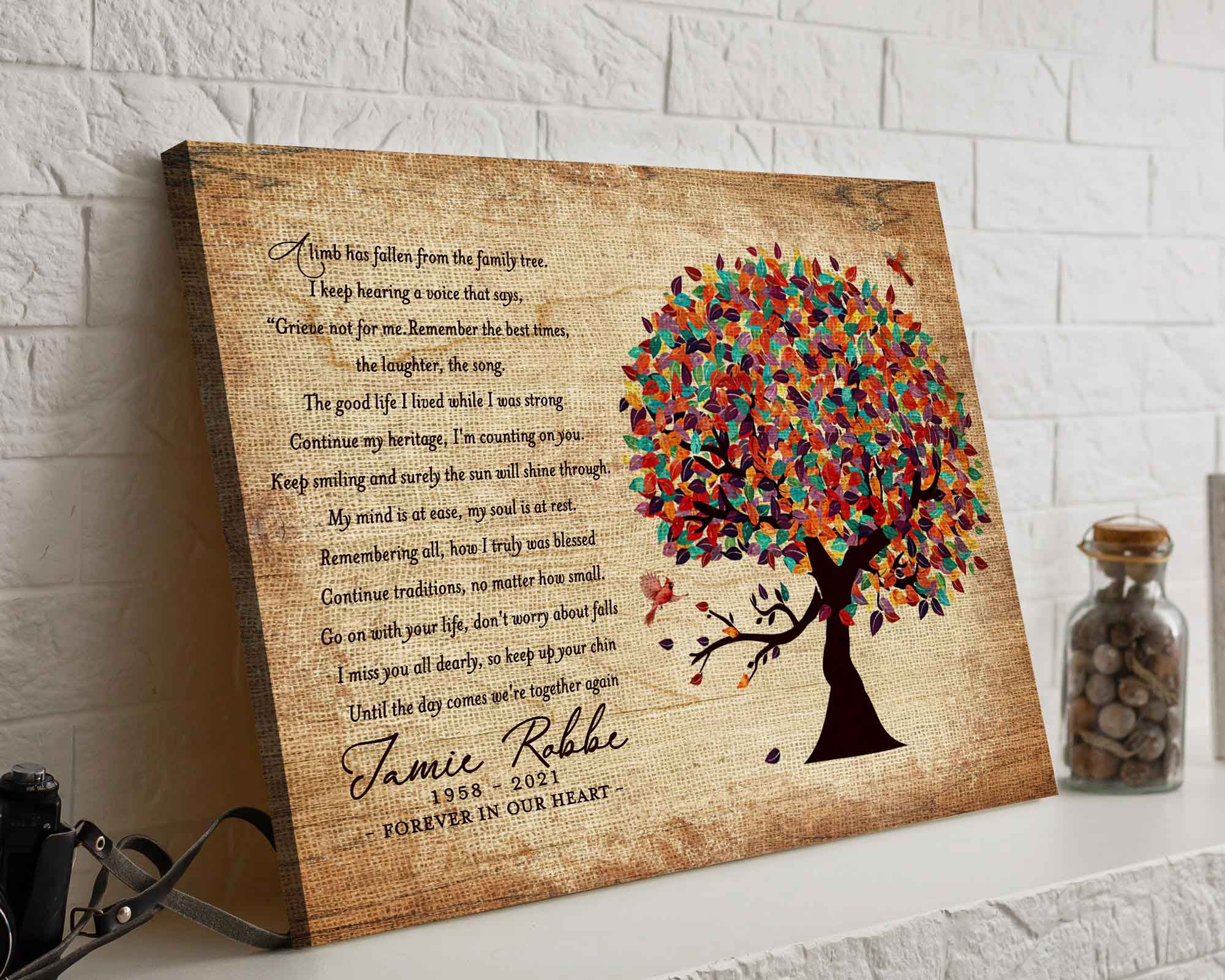 A Limb Has Fallen Personalized Sympathy Gifts, In Loving Memory Canvas Gifts
