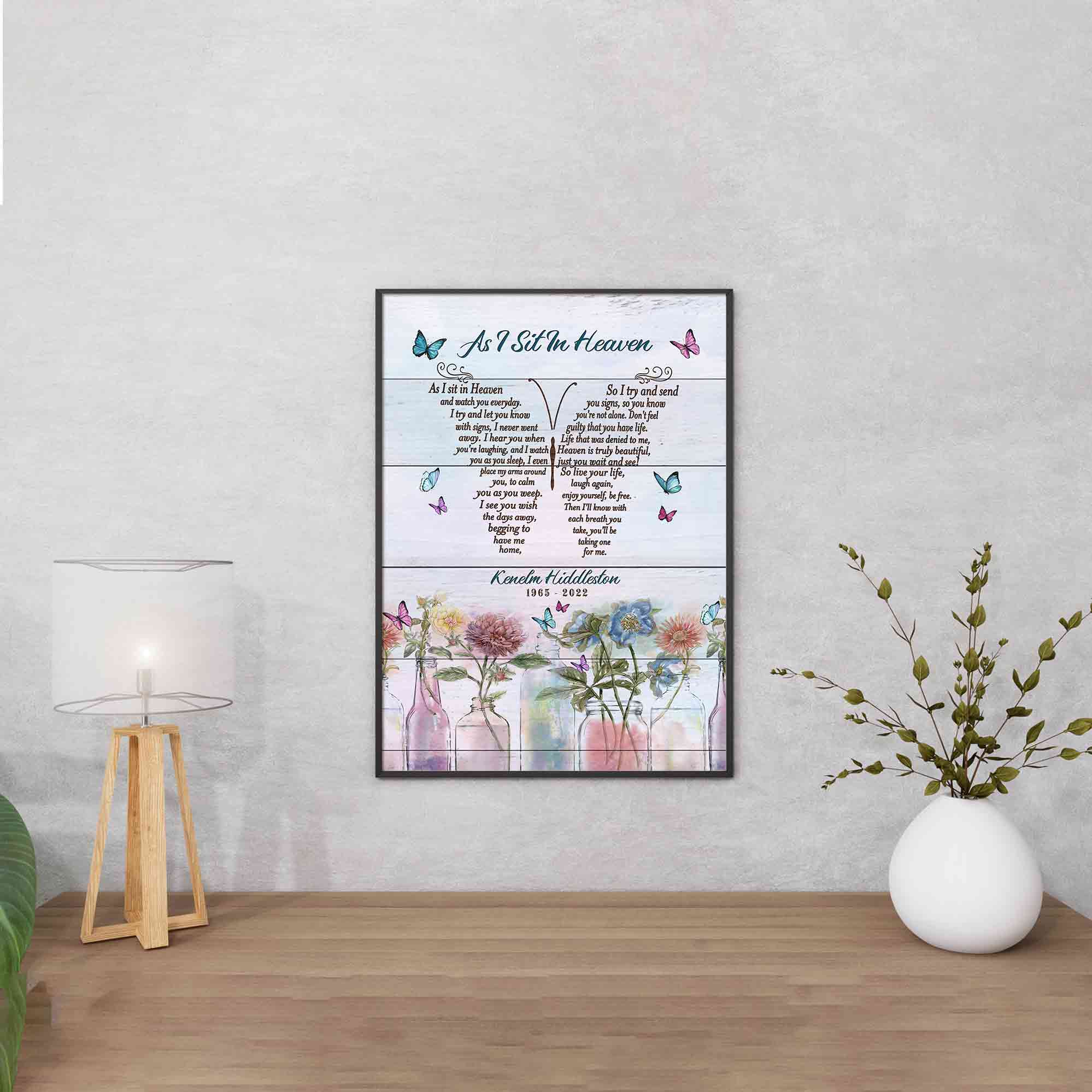 As I Sit In Heaven Loss Of Father Canvas Memorial Prints, Fathers Day Gift, Memorial Canvas Ideas