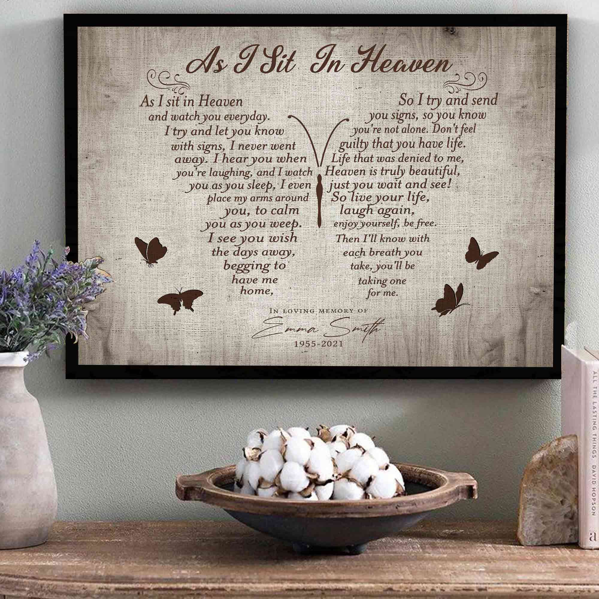 Personalized Memorial Gifts, As I Sit In Heaven Butterfly For Loss Of Father/Mother, Sympathy Gifts