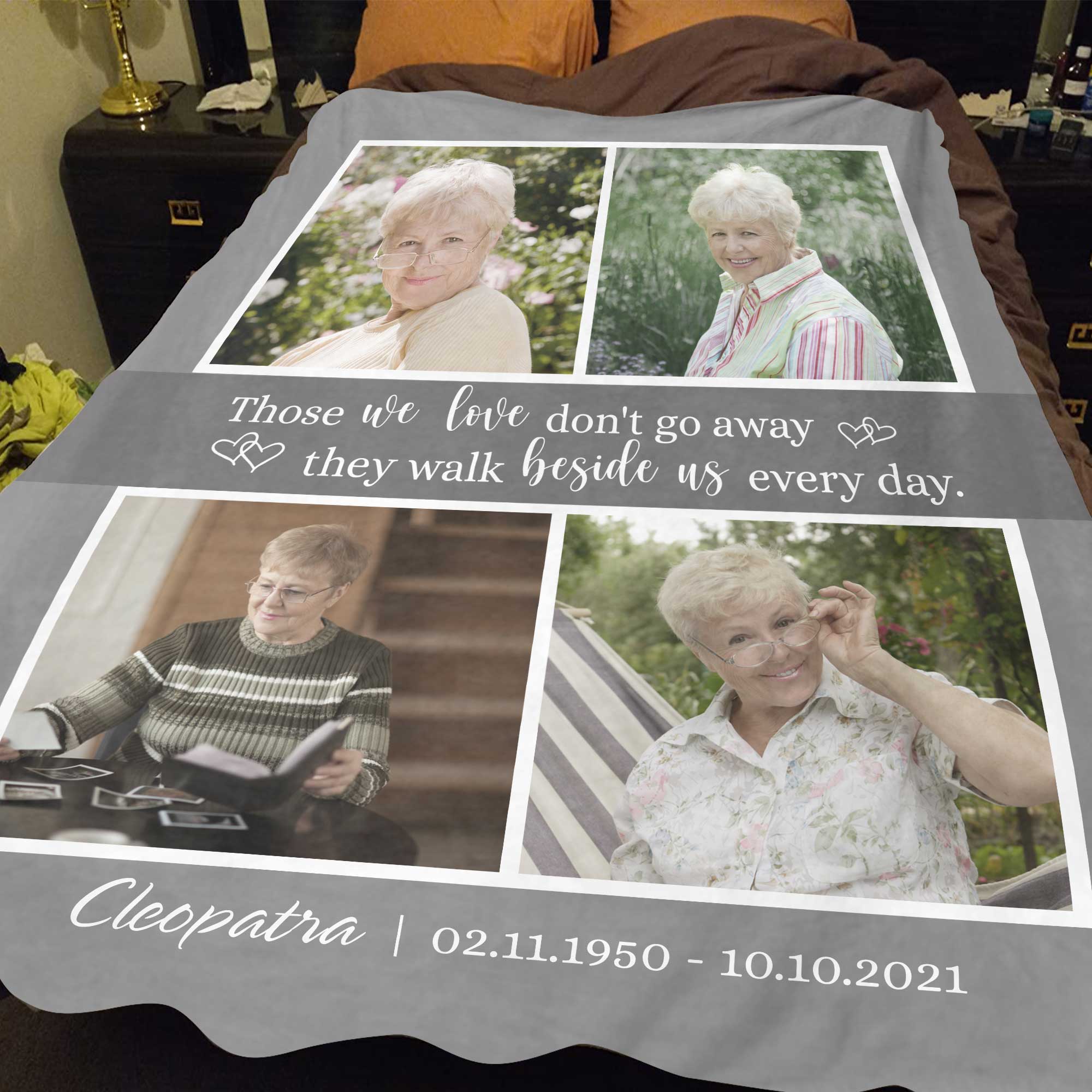 Loss Of Mother Memorial Blankets Personalized, Custom Photo Blanket Those We Love Don't Go Away