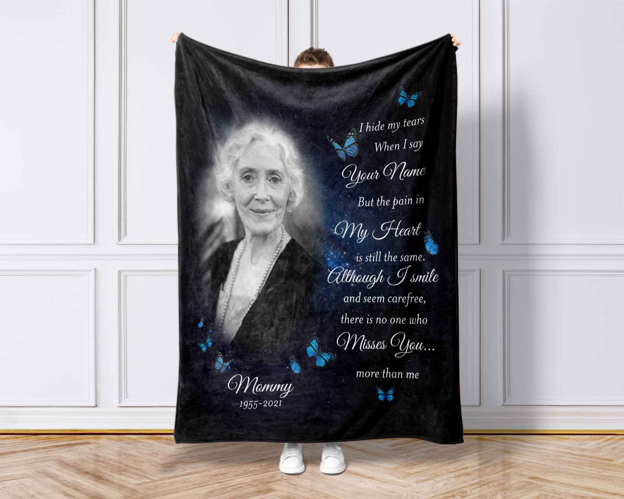Custom Memorial Blankets For Loss Of Grandma, Personalized I Hide My Tears Blanket