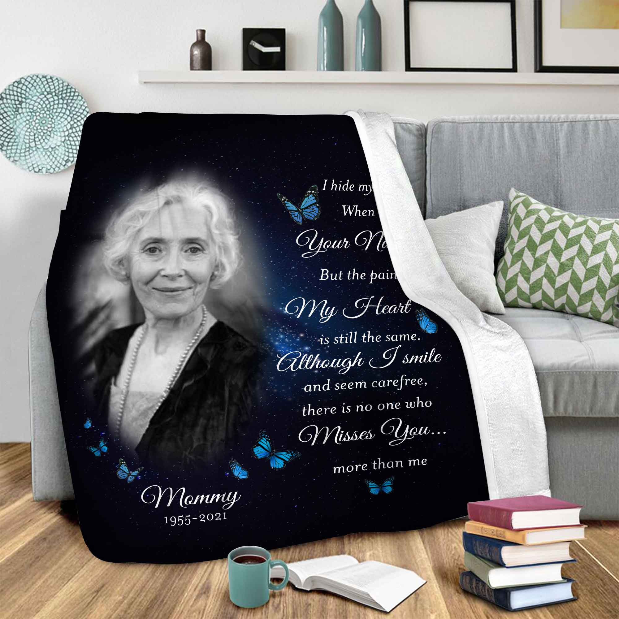 Custom Memorial Blankets For Loss Of Grandma, Personalized I Hide My Tears Blanket