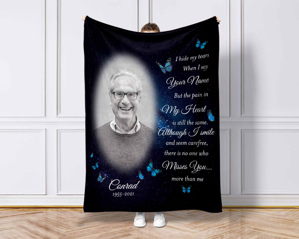 Personalized Memorial Blankets With Photo, Sympathy Blankets Fathers