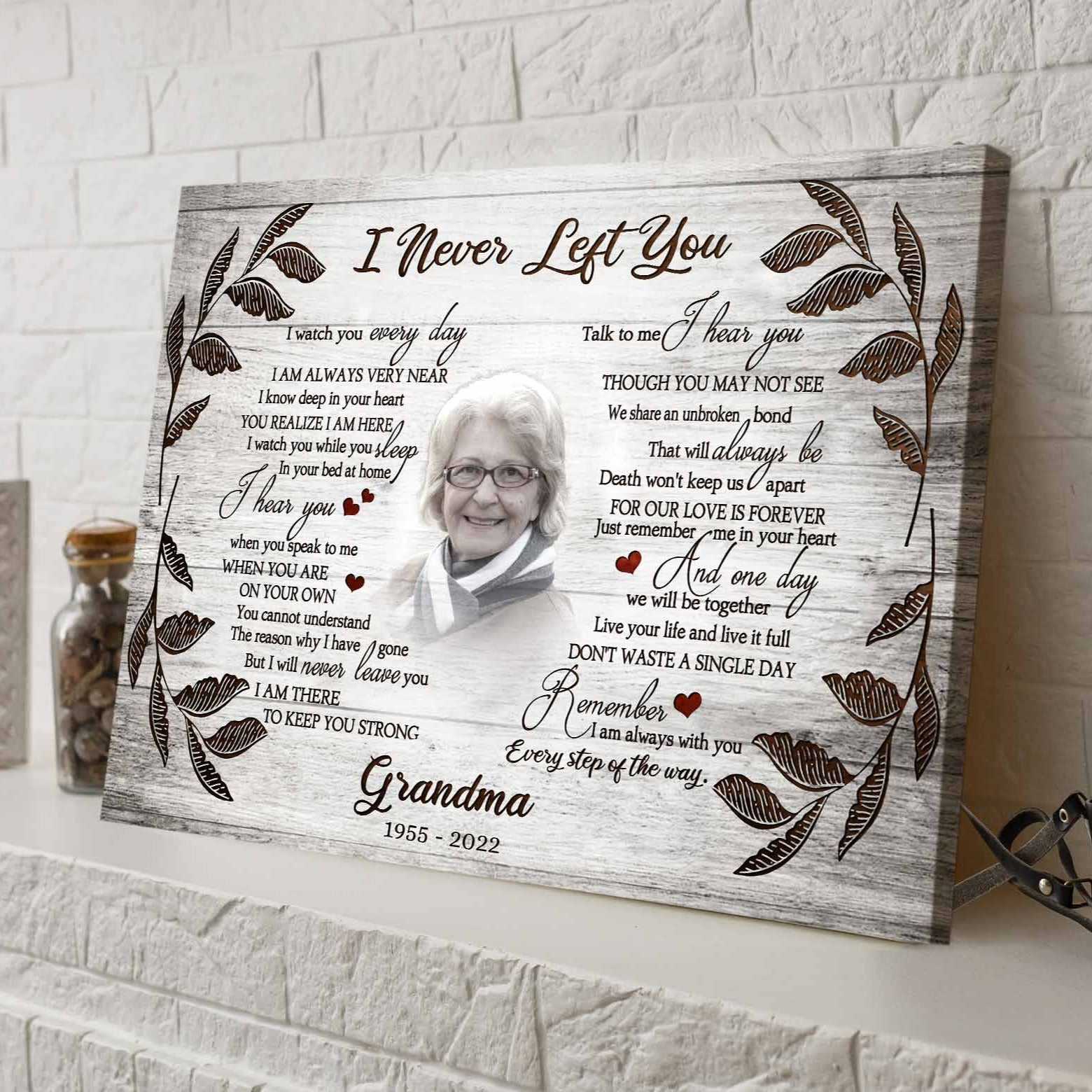 In Memory of Grandma Gifts, I Never Left You Memorial Canvas, Sympathy Gift Ideas