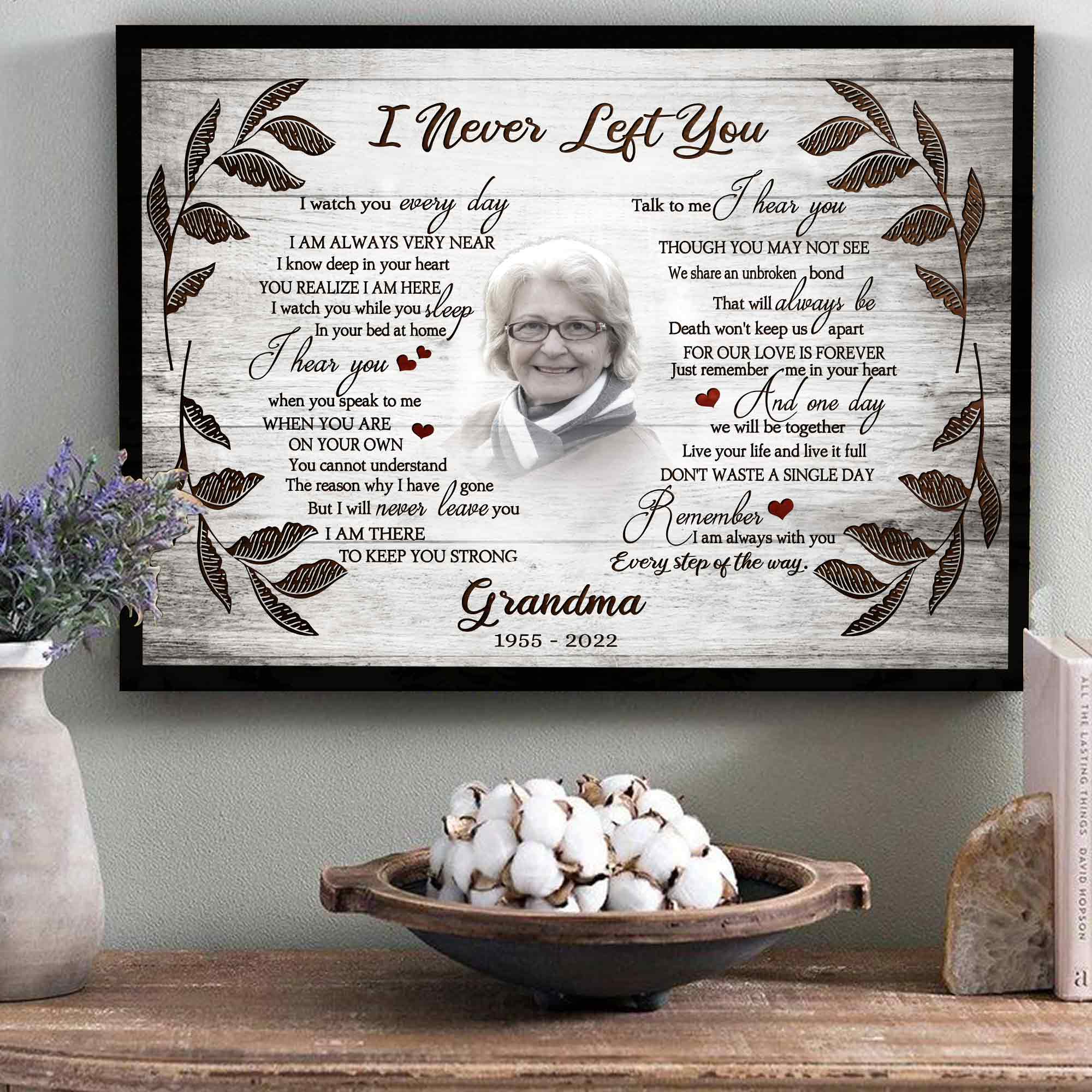 In Memory of Grandma Gifts, I Never Left You Memorial Canvas, Sympathy Gift Ideas