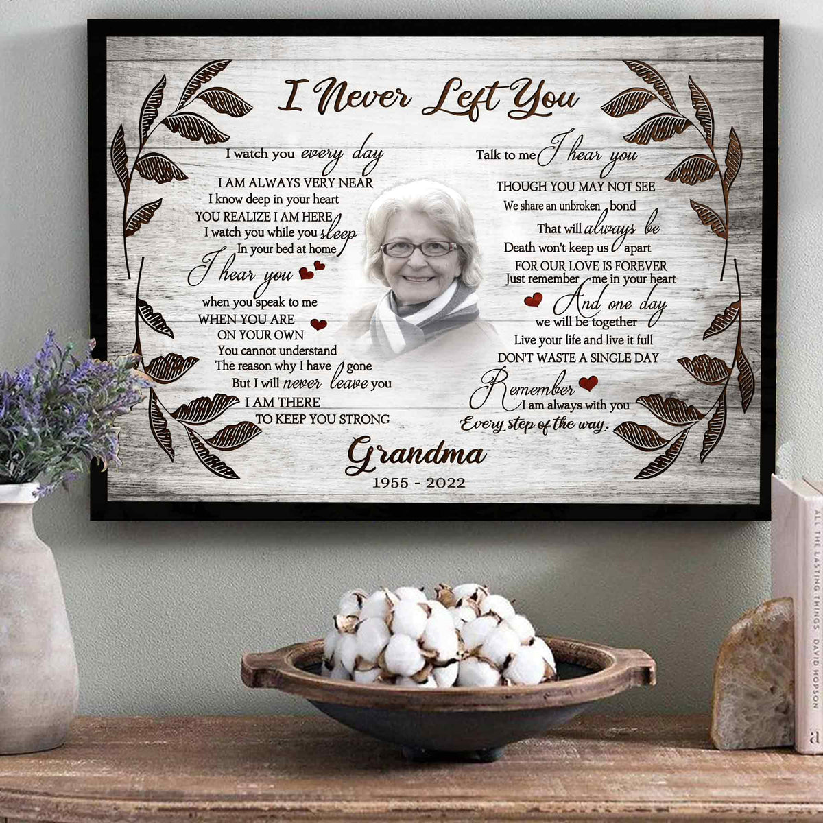 In Memory of Grandma Gifts, I Never Left You Memorial Canvas, Sympathy ...