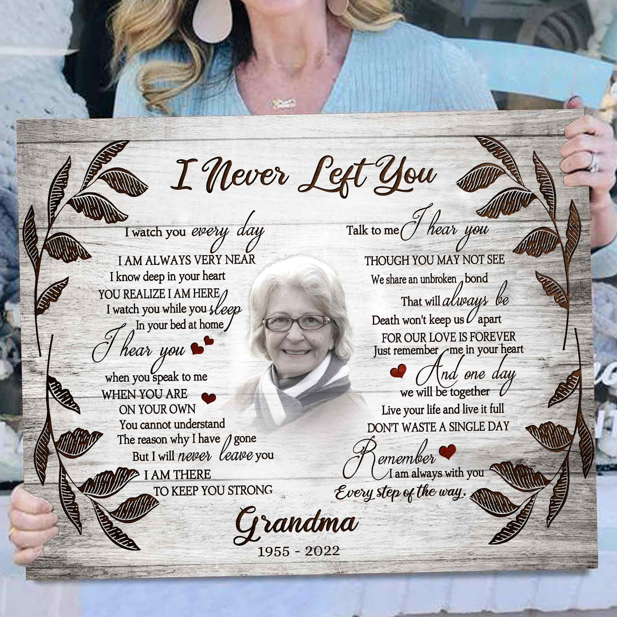 In Memory of Grandma Gifts, I Never Left You Memorial Canvas, Sympathy Gift Ideas