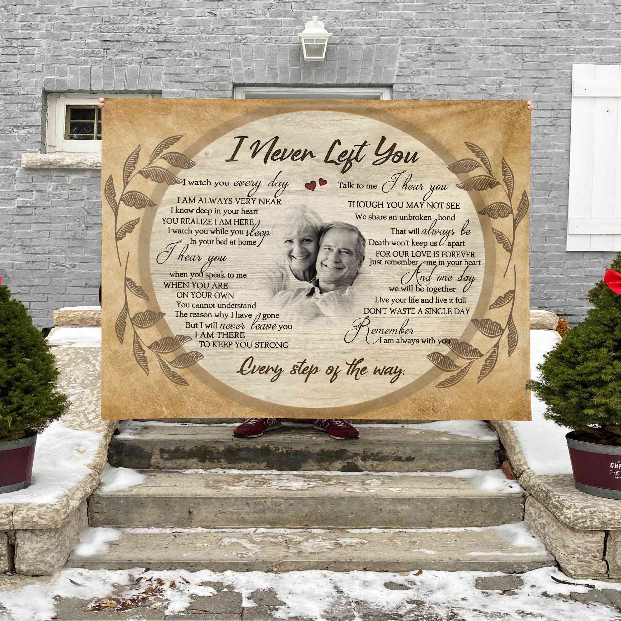 I Never Left You Memorial Blankets For Loss Of Father, Personalized Blanket With Pictures, Father's Day Gift Ideas