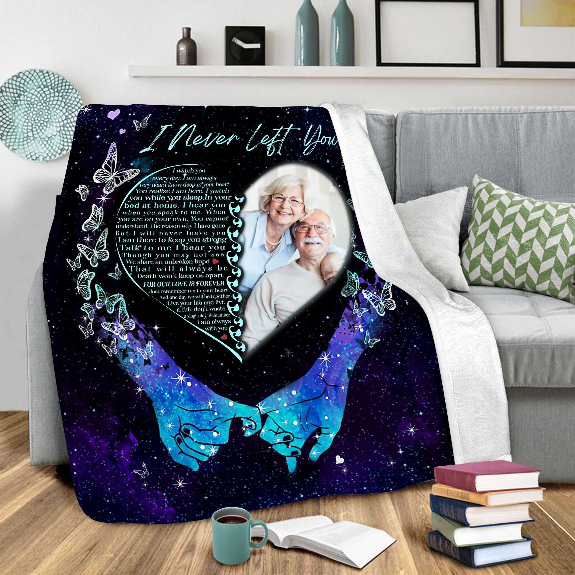 Personalized I Never Left You Memorial Blankets For Loss Of Mother/Father, Bereavement Poem, Sympathy Gift