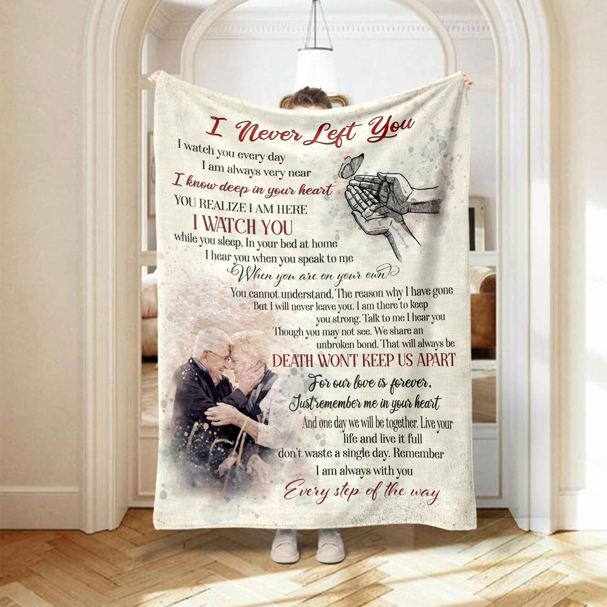 I Never Left You Personalized Memorial Blankets for Loss Of Father/Mother, Butterfly Bereavement Custom Throw Blankets