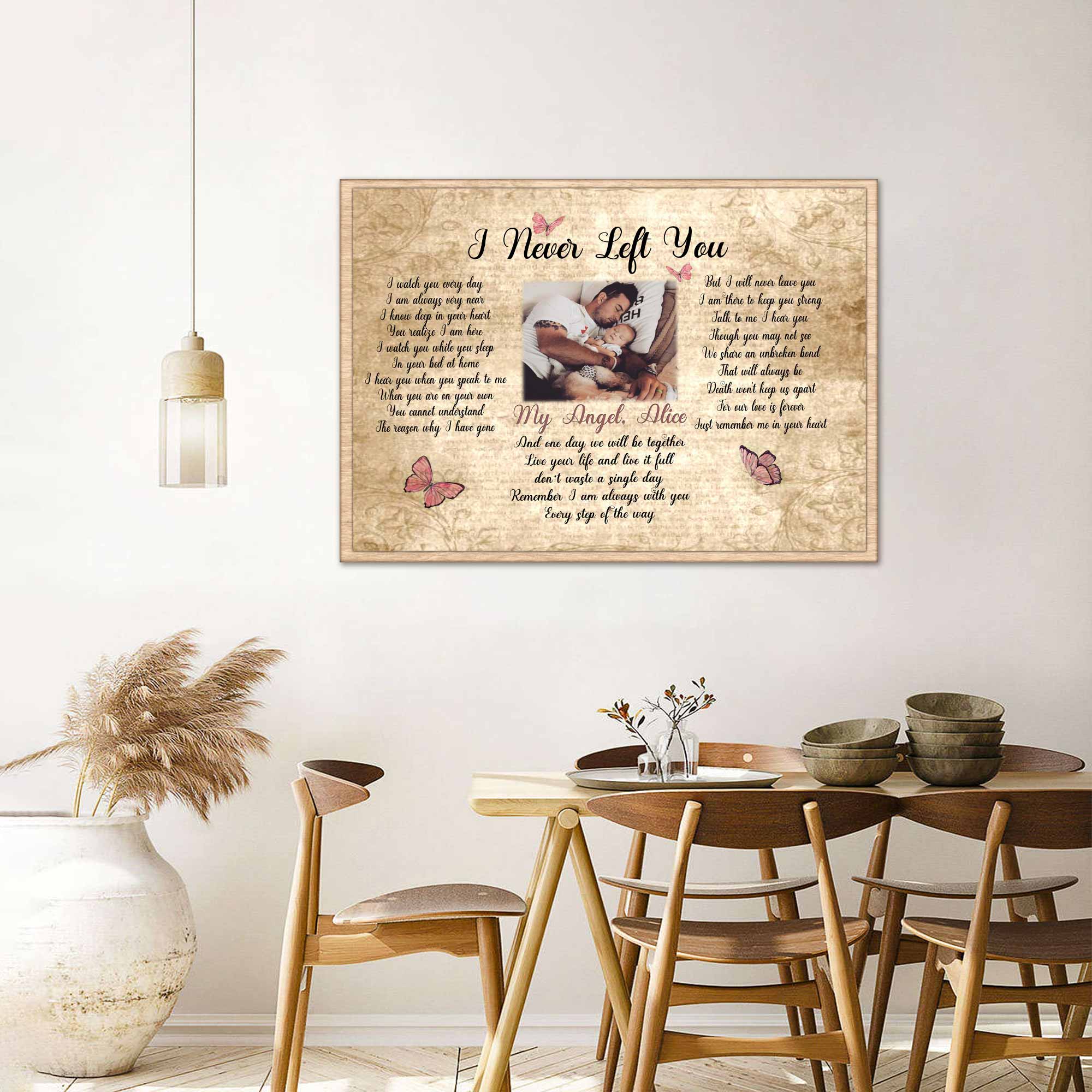 In Loving Memory Pictures Personalized Canvas Gifts, I Never Left You Memorial Gift For Loss Of Father, Custom Memorial Canvas