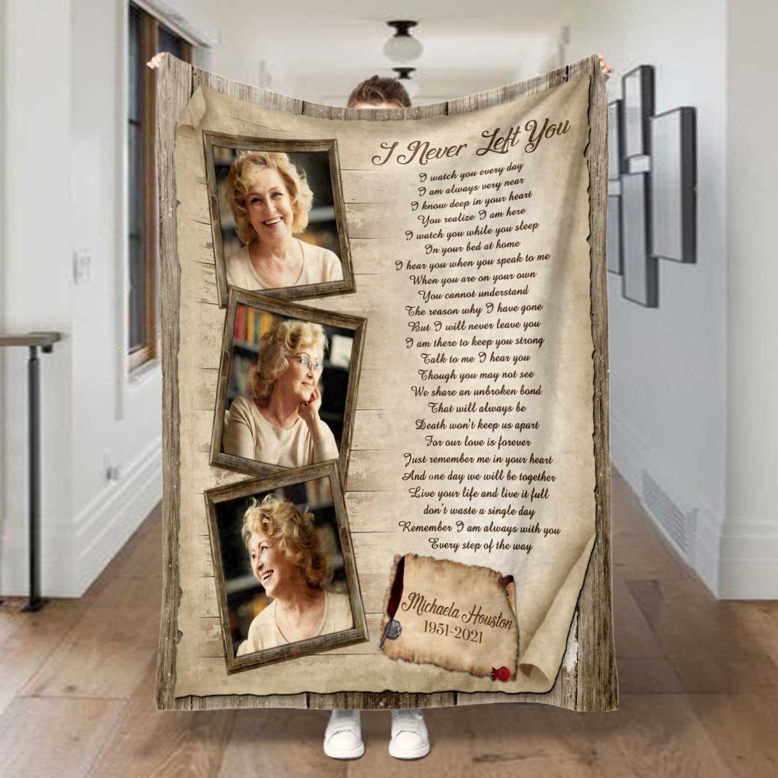 I Never Left You, Memorial Blankets With Pictures, Sympathy Throw Blankets For Loss Of Mother, In Loving Memory Fleece Blanket, Bereavement Blankets
