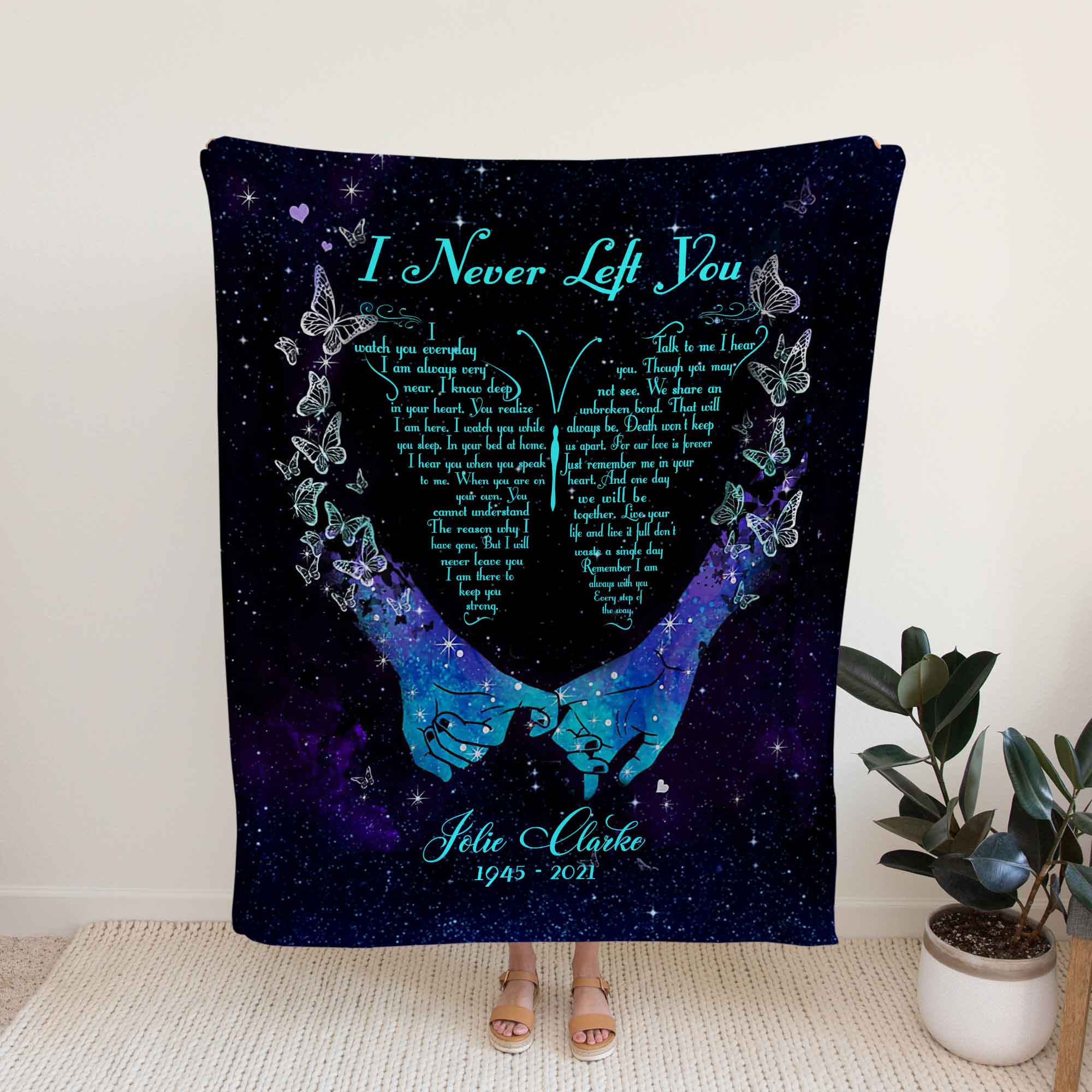 I Never Left You Memorial Blankets, Personalized Remembrance Gift, Sympathy Blanket
