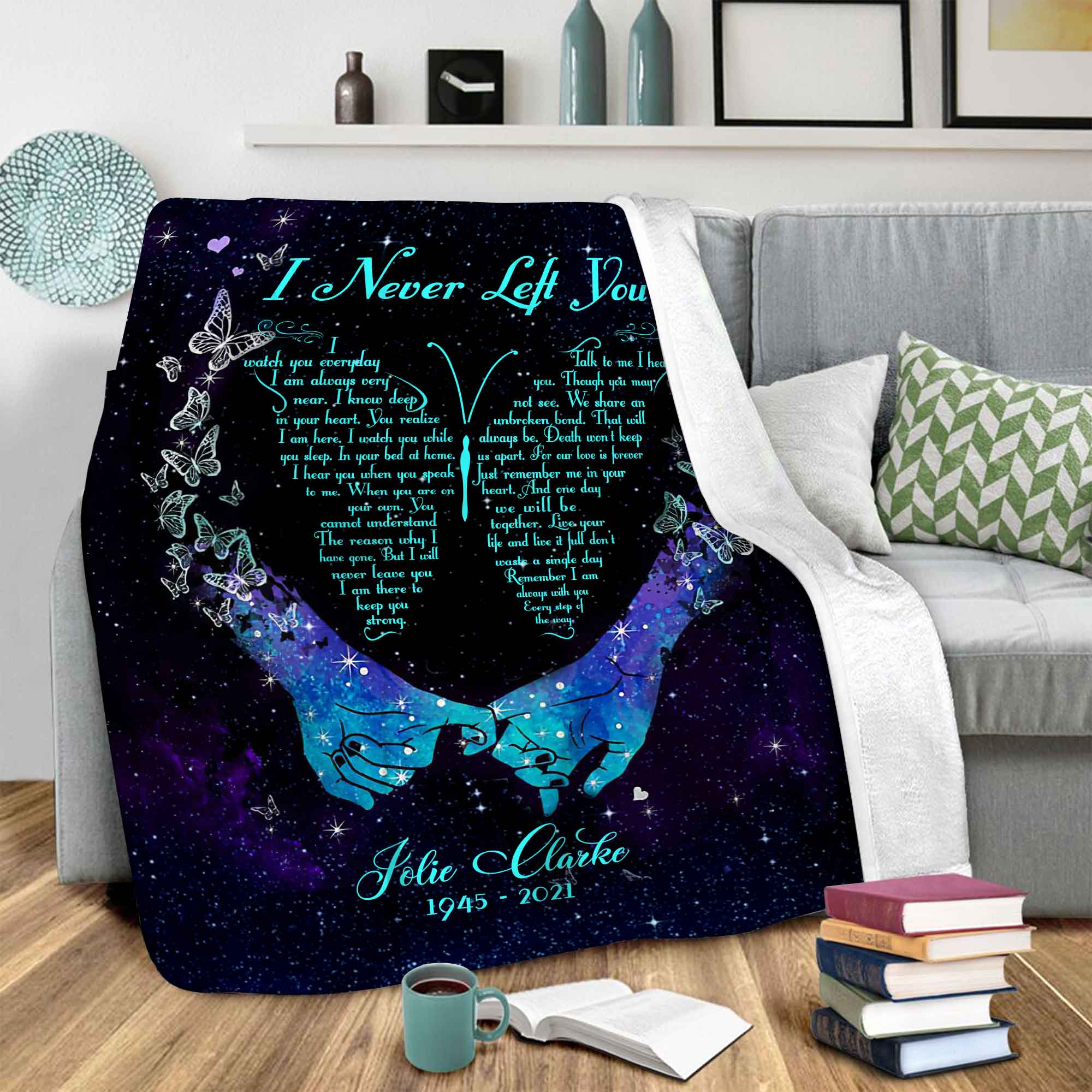 I Never Left You Memorial Blankets, Personalized Remembrance Gift, Sympathy Blanket