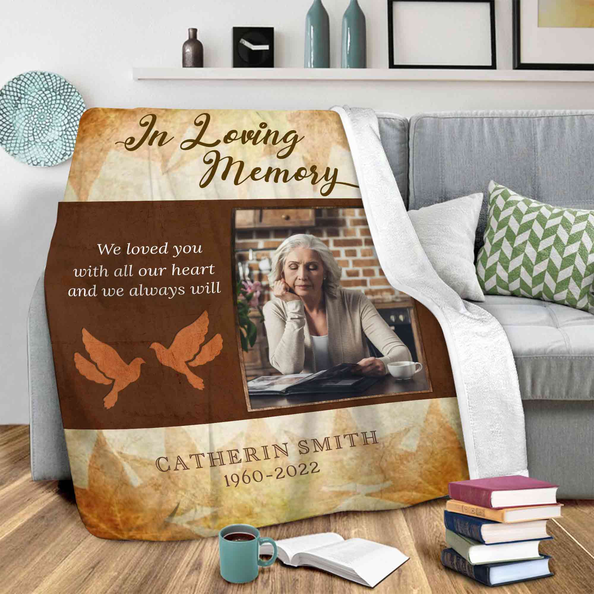 Personalized Memorial Blankets For Loss Of Mother, In Loving Memory Blankets For Mothers Day Gift, Custom Photo Keepsake Blankets