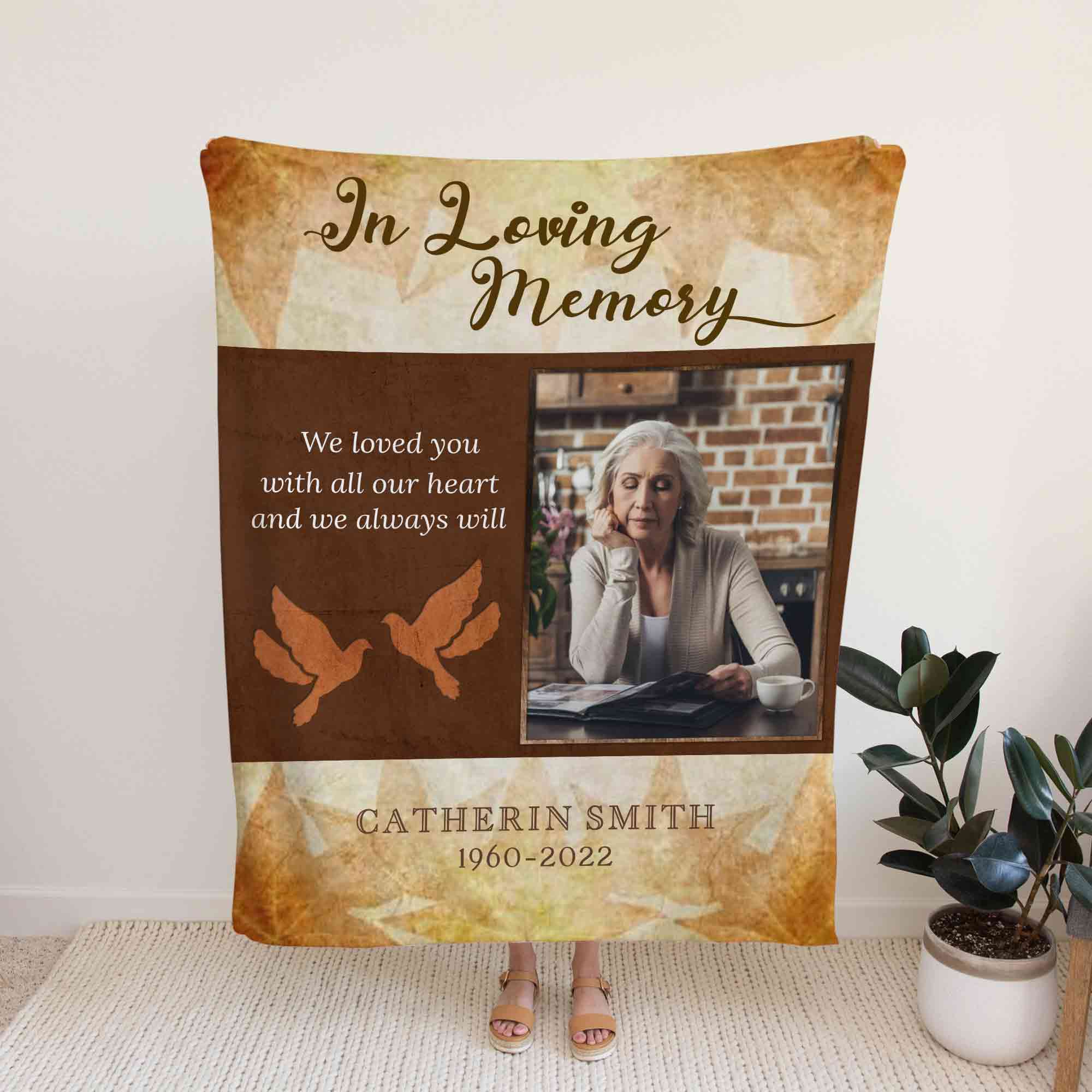 Personalized Memorial Blankets For Loss Of Mother, In Loving Memory Blankets For Mothers Day Gift, Custom Photo Keepsake Blankets