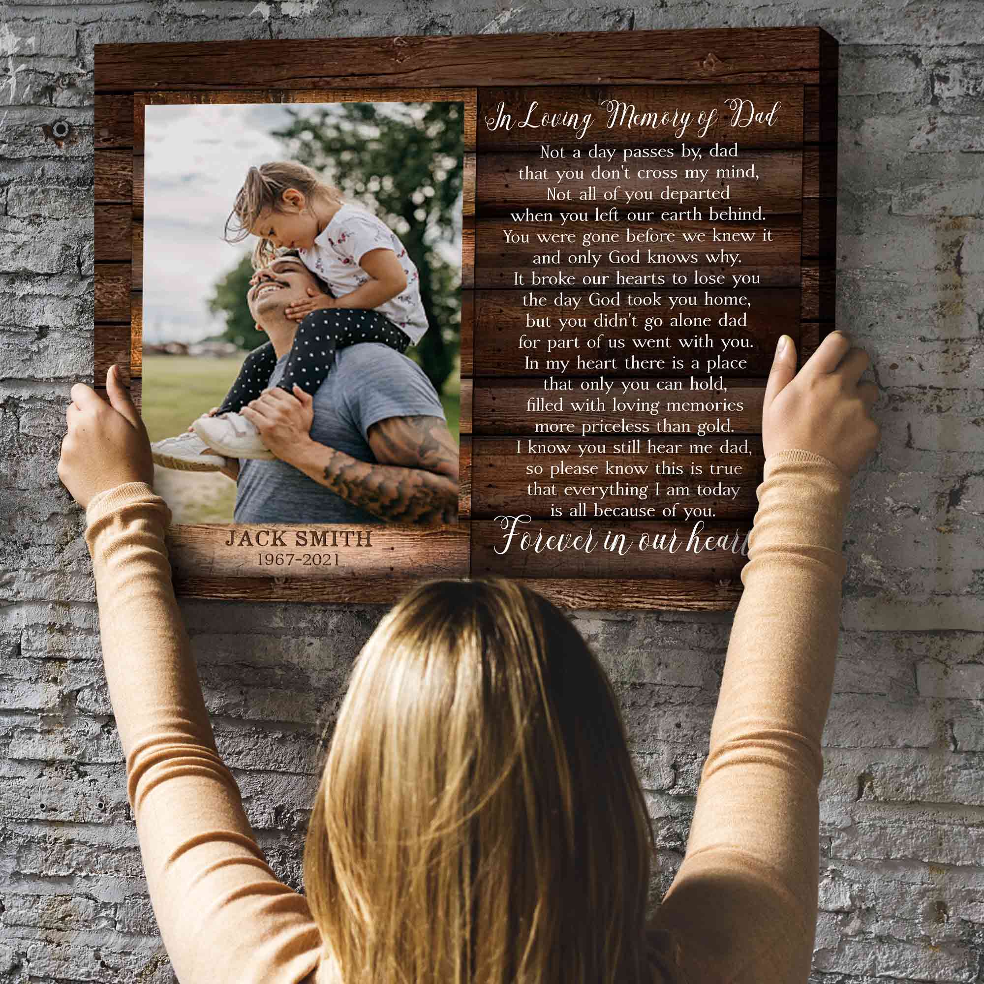 Personalized Memorial Gifts With Photo Loss Of Father, Fathers Day Gift, In Loving Memory Wall Decor, Condolence Gift, Funeral Poem