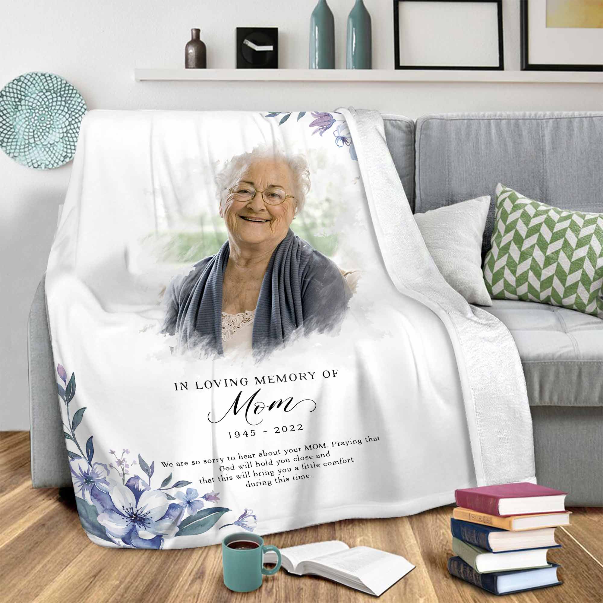 In Loving Memory Photo Blanket For Loss Of Mother, Sympathy Gift For Loss of Loved One, Memorial Blanket For Mothers Day Gifts