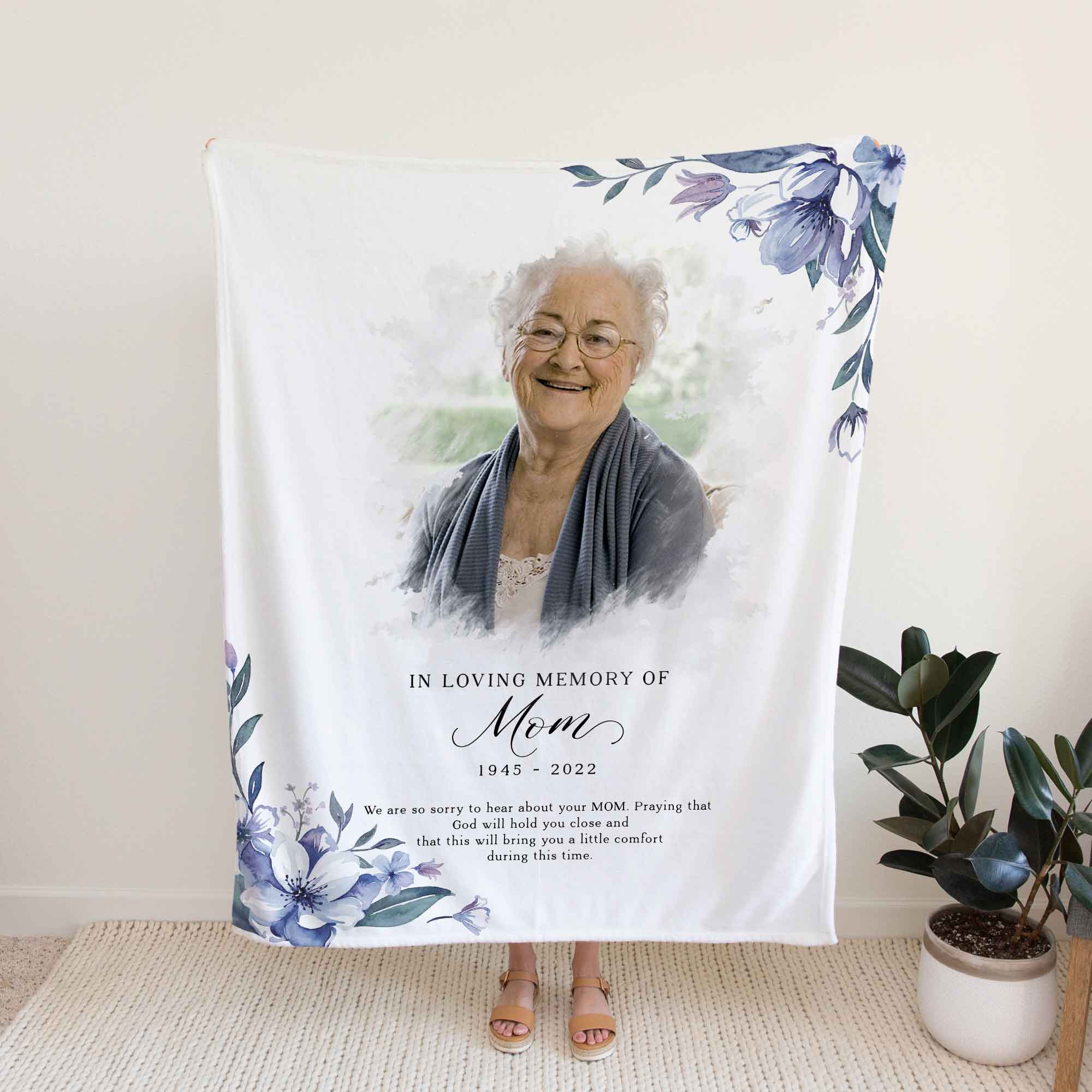 In Loving Memory Photo Blanket For Loss Of Mother, Sympathy Gift For Loss of Loved One, Memorial Blanket For Mothers Day Gifts
