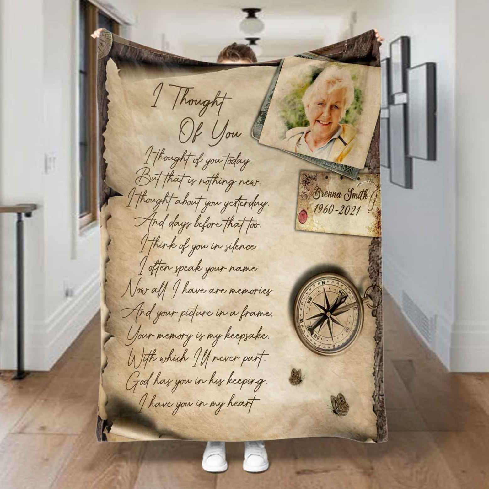 Personalized In Memory Blankets With Photo For Loss Of Mother, Custom Memorial Throw Blankets, Bereavement Blankets For Funerals